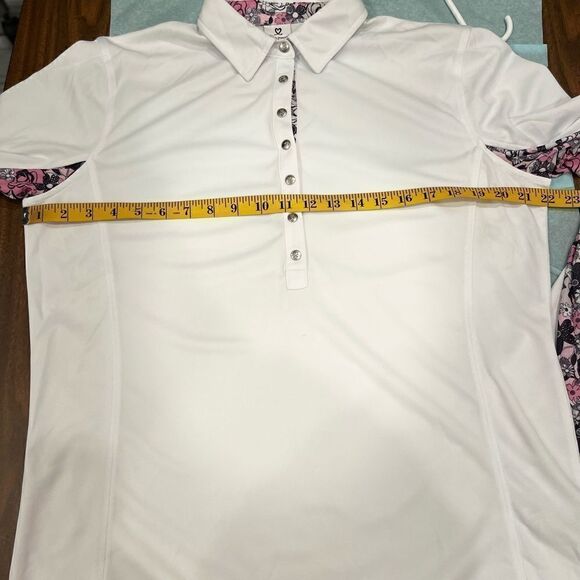 Daily Sports White Long Sleeve Floral Mesh Collard Top.SizeXL - Picture 10 of 11